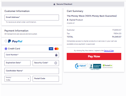 The Money Wave order page